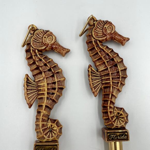 Vintage MCM Carrib Plastic Seahorse Salad Fork Spoon Florida Utensils - Picture 3 of 10